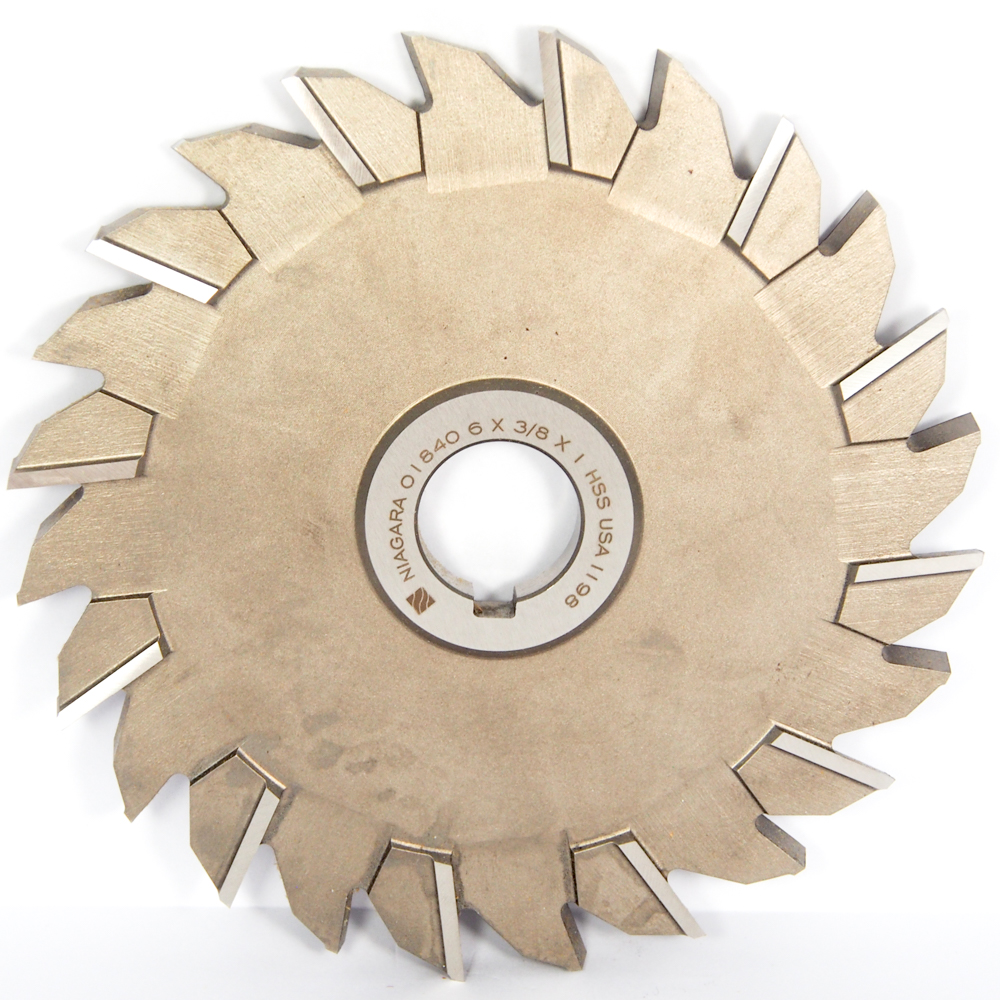 NIAGARA Staggered Side Milling Cutter 6″ x 3/8″ x 1″ Arbor HSS 24T
