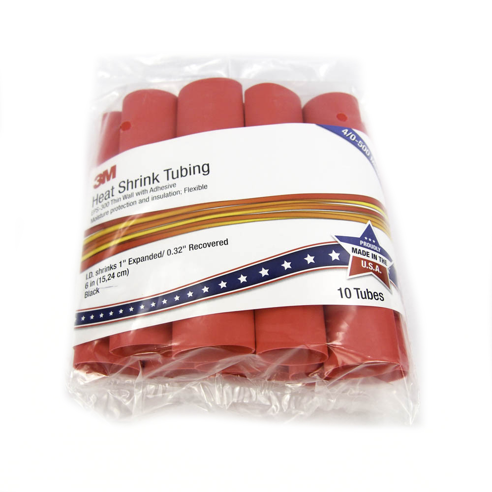 3M EPS-300 6" 3:1 Polyolefin Red Heat Shrink Electrical Tubing (10-Pack)