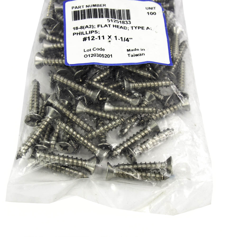 4 Flat Head Phillips 18/8 (A2) Stainless Steel Wood Screws