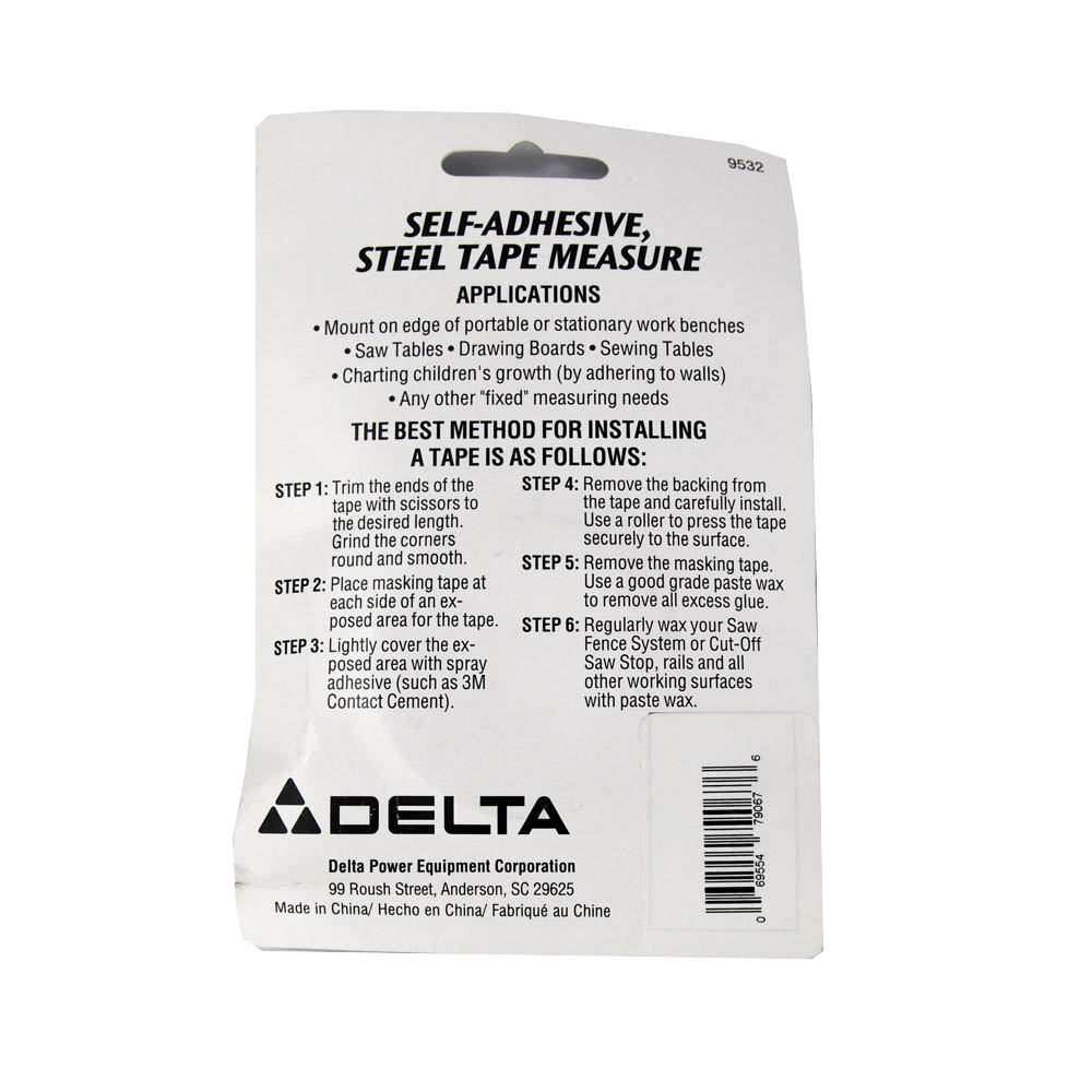 Delta 79-067 6-Foot Right 3/4-Inch Wide Metric/English Adhesive-Backed Measuring Tape Delta 79-067 6-Foot Right 3/4-Inch Wide Metric/English Adhesive-Backed Measuring Tape