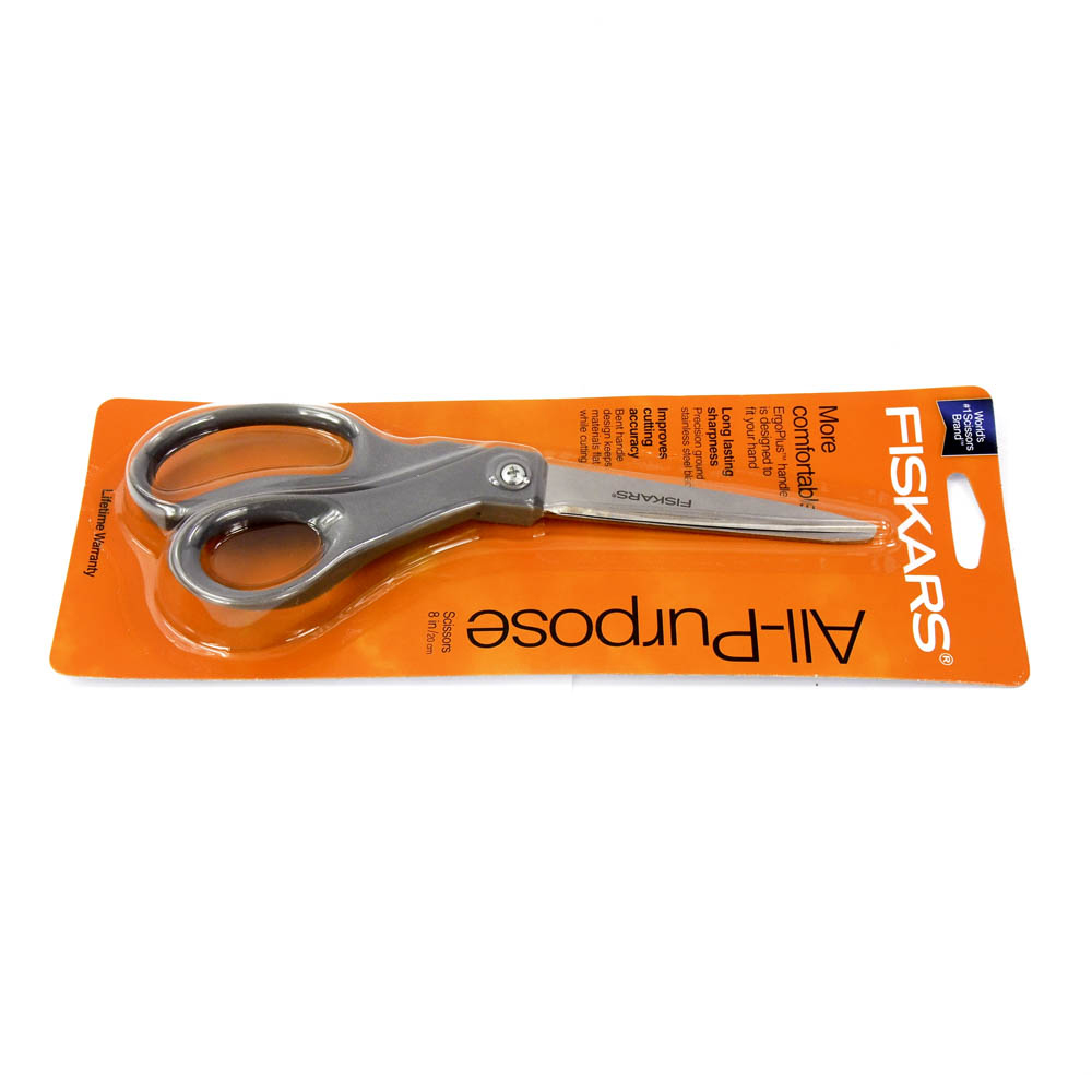 Fiskars 01-004250J All-Purpose 8 Gray Handle Bent Scissors