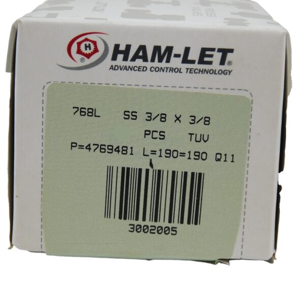Ham-Let 768L SS 3/8 x 3/8 Fitting