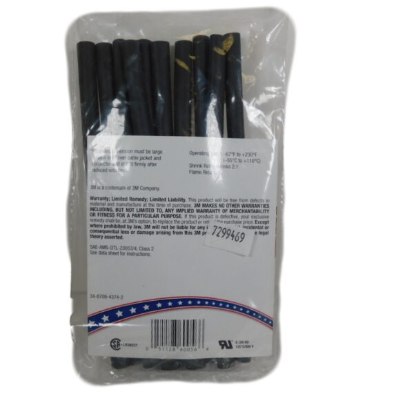 3M EPS200-1/4-6"-BLACK-10-10 PC PKS Shrink Tubes