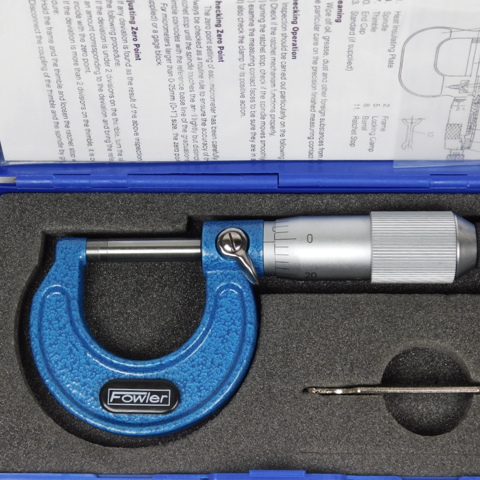 .0001'' Storage Case NEW Fowler 3-4'' Outside Micrometer 