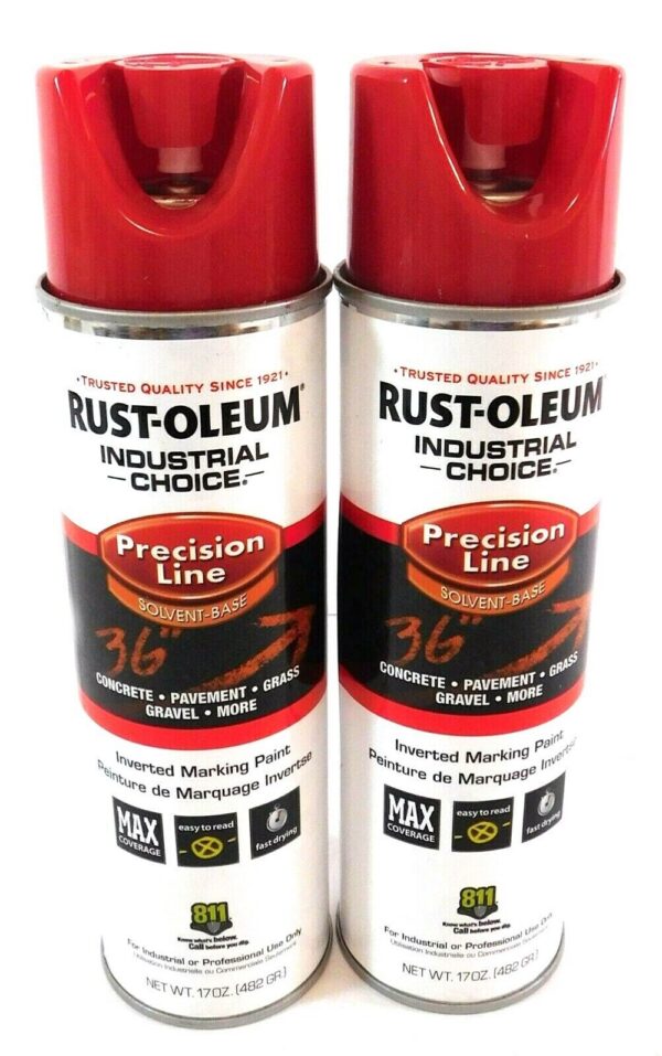 Rust-Oleum 203029 Safety Red Solvent Base Precision Line Marking Paint (2 Cans)