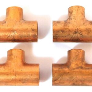Mueller W 04007 1/2" x 1/2" x 3/8" Wrot Copper Reducing Tees (Pack of 4)