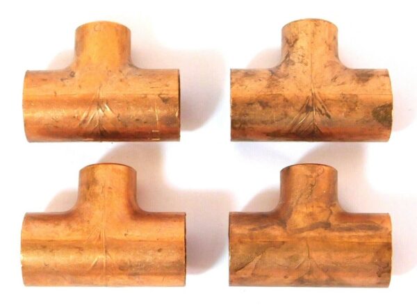 Mueller W 04007 1/2" x 1/2" x 3/8" Wrot Copper Reducing Tees (Pack of 4)