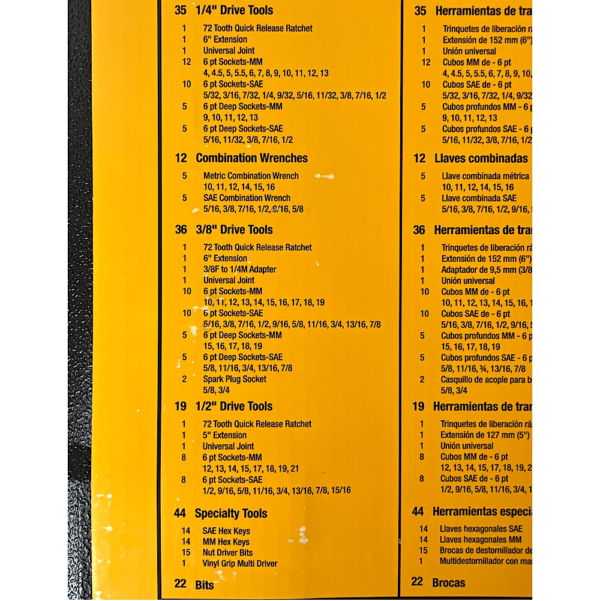 DeWALT DWMT73803 Mechanics Tool Set