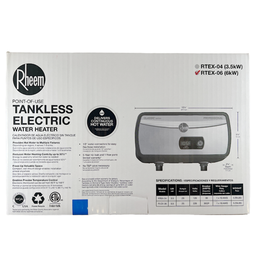 Rheem RTEX-06 2 GPM Max Electric Tankless Water Heater - Dan's Discount ...