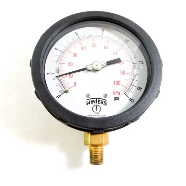 Winters PPC5061 4-1/2" x 1/2" 0-15 PSI Connection Bottom Mount Pressure Gauge