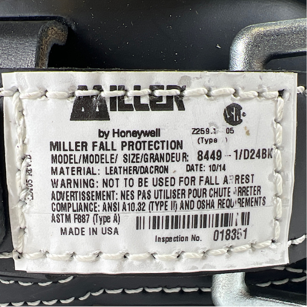 Honeywell Miller 8449-1/D24BK Body Belt