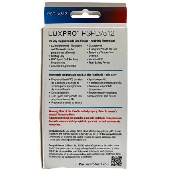 LuxPro PSPLV512 Thermostat