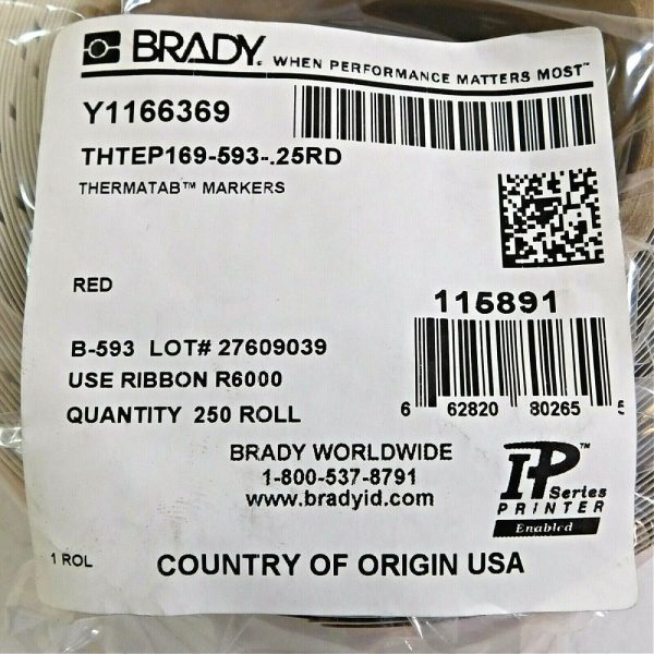 Brady 115891 Thermal Transfer Labels