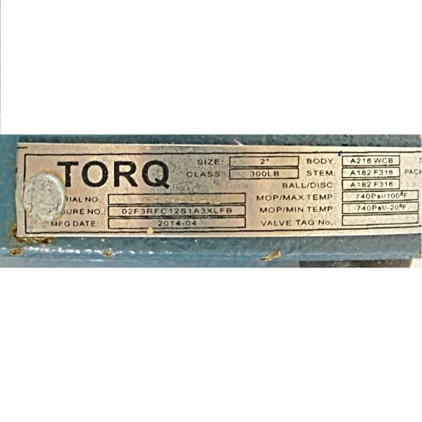 Torq 02F3RFC12S1A3XLFB Ball Valve
