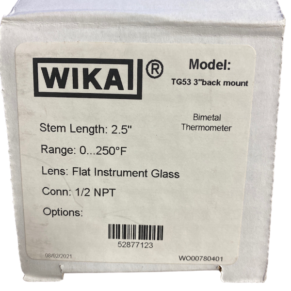 Wika TG53 3" Bimetal Thermometer